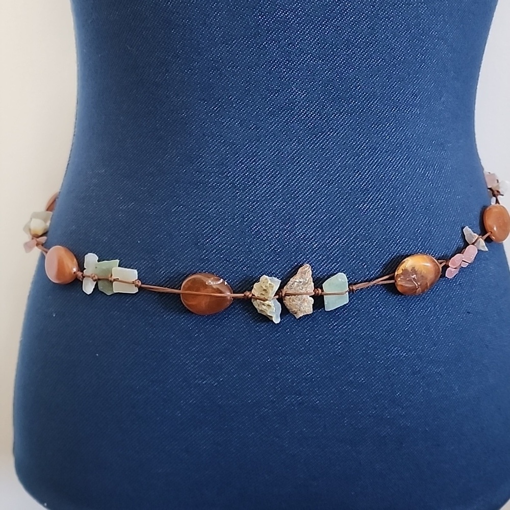 Natural Stone and Raw Crystal String Waist Chain Belt or Necklace - Picture 3 of 10